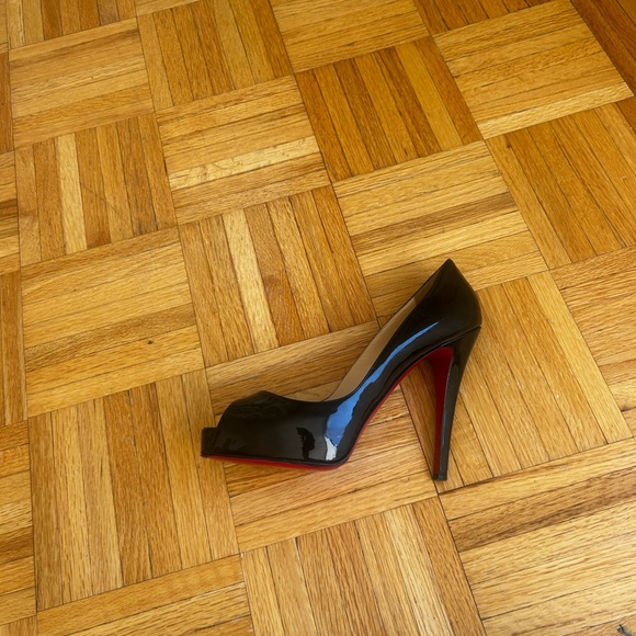 Christian Louboutin Black Peep-Toe Heels - Picture 2 of 5